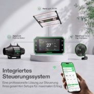 Smart Growbox Komplettset Pro 100 x 100 x 180 cm, Komplettes Grow-Set mit 2-in-1 LED-Lampe mit anpassbarem Spektrum, intelligenter GrowHub-Automatisierung, effiziente Belüftung & 360°-Luftzirkulation, 2000D Mylar-Growzelt