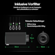 10 cm Aktivkohlefilter zur Geruchskontrolle, Schwarz