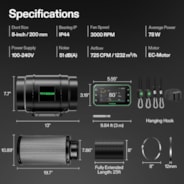 Smart Air Filtration PRO G8 Kit 8", AeroZesh G8 Inline Duct Fan w/GrowHub E42A+ Temperature Humidity WiFi-Controller, Carbon Filter & Ducting, Cooling & Ventilation for Grow Tent, Hydroponics