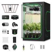 Smart Grow Tent Kit 4x4 Complete Indoor Grow System with Smart Controller, Full-Spectrum LED Grow Light & Ventilation Automation System, 1680D Mylar Tent 48"x48"x80"