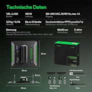 LumaLight LED Pflanzenlampe – Vollspektrum Pflanzenlampe, 100W, Smart Dimmbar & High-PPFD für Indoor-Pflanzen, Setzlinge, Gemüse & Blüte