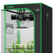 Smart Grow Tent Kit GIY-SGS-33 3x3, 3-Plant Complete System, with WiFi E42A Controller, 200W AeroLight Wing SE LED Grow Light, and 4-inch AeroZesh G4 Ventilation Combo