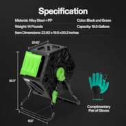 Tumbling Composter, 18.5 Gallon Compost Bin, Heavy-Duty Compost Tumbler w/Sliding Door, Lockable Brake and Rotating Design for Fast Creation of Fertile Soil, Outdoor