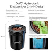 18,9L DWC Hydroponik-System Set (8 Eimer, Schwarz)
