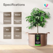 15 Gallon Grow Bags 5-Pack Brown Thickened Nonwoven Fabric Pots with Handles