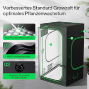 Smart Growbox Komplettset 120 x 120 x 200 cm, Komplettes Grow-Set mit GrowHub E42A+, 1680D Mylar Growzelt, Vollspektrum LED Pflanzenlampe und effizientem Belüftungssystem