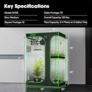 2-in-1 Grow Tent 3x4 D436, 2-4 Plants Use, with Multi-Chamber, 36″ x 48″ x 72″, For Indoor Plants Growing