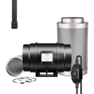 Air Filtration Kit R8 8″, Inline Fan R8 with Variable Speed Controller, Carbon Filter & Ducting Combo