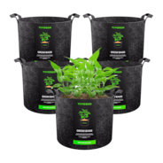 2 Gallon Grow Bags 5-Pack Black Thickened Nonwoven Fabric Pots with Handles