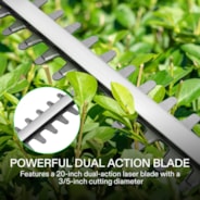 20'' Cordless Hedge Trimmer, 20V Electric Bush Trimmer, 1400 RPM Shrub Trimmer, Dual-Action Laser Blade, 3/5” Cutting Capacity, Lightweight & Compact Trimmer, Battery and Fast Charger Included