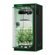 Smart Grow Tent Kit GIY-SGS-27 Pro 2.7x2.7, 2-Plant Complete System, with WiFi E42A+ Controller, 150W AeroLight LED Grow Light, 4-inch AeroZesh T4 Ventilation Combo, and AeroWave E6 Gen2 Clip-on Fan