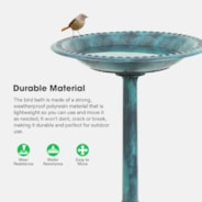 28” Polyresin Lightweight Antique Bird Bath for Outdoors, Gardens, Patio, Yard, Deck, Green