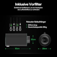 20 cm Aktivkohlefilter zur Geruchskontrolle, Schwarz