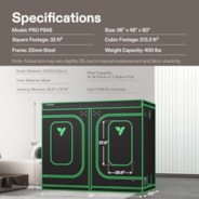 Grow Tent Pro 4x8 P848, 8-16 Plants Use, Large Front Window, 48″ x 96″ x 80″, For Indoor Plants Growing