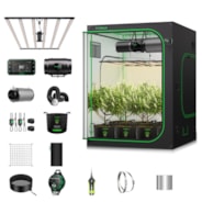 Smart Grow Tent Kit 5x5 Complete Indoor Grow System with Smart Controller, Full-Spectrum LED Grow Light & Ventilation Automation System, 1680D Mylar Tent 60"x60"x80"