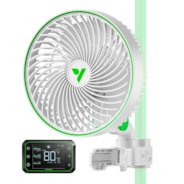 AeroWave E6 Clip-on Fan w/ GrowHub E42A Controller, EC Motor, Auto Oscillation Fan, Air Circulator For Grow Tent, White