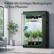 Smart Growbox Komplettset Pro 120 x 60 x 180 cm, Komplettes Grow-Set mit 2-in-1 LED-Lampe mit anpassbarem Spektrum, intelligenter GrowHub-Automatisierung, effiziente Belüftung & 360°-Luftzirkulation, 2000D Mylar-Growzelt
