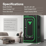 Grow Tent Pro 2.7x2.7 P276, 1-2 Plants Use, Large Front Window, 32″ x 32″ x 63″, For Indoor Plants Growing