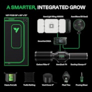 Smart Grow Tent Kit GIY-SGS-33 Pro 3x3, 3-Plant Complete System, with WiFi E42A Controller, 200W AeroLight Wing LED Grow Light, 4-inch AeroZesh T4 Ventilation Combo, and AeroWave E6 Gen2 Clip-on Fan