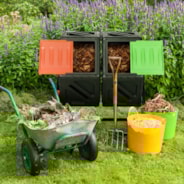 Dual Chamber Tumbling Composter, 2X 18.5 Gallon Compost Bin, Heavy-Duty Compost Tumbler w/Sliding Door, Lockable Brake and Rotating Design, Outdoor