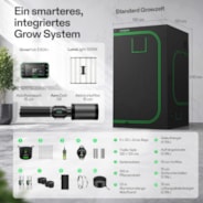 Smart Growbox Komplettset 120 x 120 x 200 cm, Komplettes Grow-Set mit GrowHub E42A+, 1680D Mylar Growzelt, Vollspektrum LED Pflanzenlampe und effizientem Belüftungssystem