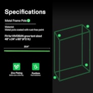 16mm Grow Tent Pole-D for 2x4 Tent 1-Piece, Only for Vivosun Grow Tents