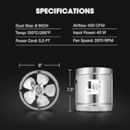 VIVOSUN 8-Inch 420 CFM Inline Duct Fan