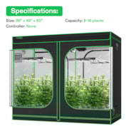 Standard Grow Tent Kit GIY-84 4x8, 8-Plant Complete System, with 2x 430W VSFL4300 LED Grow Light, and 8-inch Ventilation Combo