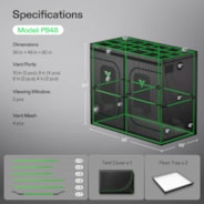 Grow Tent Pro 8x4 P848, High Reflective Mylar with 2000D Oxford Canvas & Heavy-Duty Metal Support 96"x48"x80"