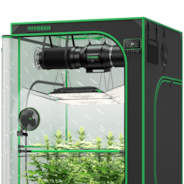 Smart Grow Tent Kit GIY-SGS-44 Pro 4x4, 4-Plant Complete System, with WiFi E42A+ Controller, 2x 200W AeroLight Wing LED Grow Light, 6-inch AeroZesh T6 Ventilation Combo, and AeroWave E6 Gen2 Clip-on Fan