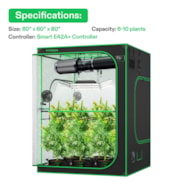 Smart Grow Tent Kit Pro 5x5, 6-Plant Complete System, with WiFi E42A+ Controller, 3x 200W AeroLight Wing LED Grow Light, 8-inch AeroZesh T8 Ventilation Combo, and 2x AeroWave E6 Gen2 Clip-on Fan