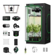 Smart Grow Tent Kit 3x3 Complete Indoor Grow System with Smart Controller, Full-Spectrum LED Grow Light & Ventilation Automation System, 1680D Mylar Tent 36"x36"x72"