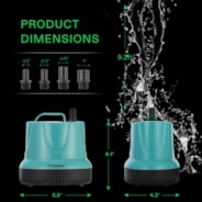 850GPH 60W Submersible Pump for Fish Tank, Pond, Aquarium, Hydroponic Systems with 5ft Power Cord and 4 Nozzles