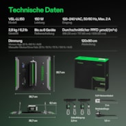 LumaLight LED Pflanzenlampe – Vollspektrum Pflanzenlampe, 150W, Smart Dimmbar & High-PPFD für Indoor-Pflanzen, Setzlinge, Gemüse & Blüte