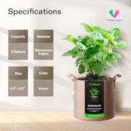 3 Gallon Grow Bags 5-Pack Brown Thickened Nonwoven Fabric Pots with Handles