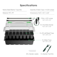 6-Pack Seed Starter Trays, 240-Cell Seed Starter Kit with 2 Set of LED Lights