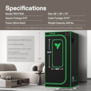 Grow Tent Pro 3x3 P336, 2-4 Plants Use, Large Front Window, 36″ x 36″ x 72″, For Indoor Plants Growing