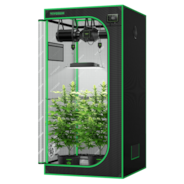 Smart Growbox Komplettset GIY-SE-27 80 x 80 x 160 cm, 2-Pflanzen Komplettsystem mit WLAN-E42A-Controller, 150W AeroLight Wing SE LED Pflanzenlampe und 10cm AeroZesh S4 Abluftset