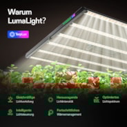 LumaLight 750W LED Pflanzenlampe, Vollspektrum Grow Lampe mit tiefer Canopy-Durchdringung, 150 x 150 cm, GrowHub kompatibel