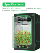 CLEARANCE | Smart Grow Tent Kit GIY-SGS-44 4x4, 4-Plant Complete System, with WiFi E42A Controller, 2x 200W AeroLight Wing SE LED Grow Light, and 6-inch AeroZesh G6 Ventilation Combo