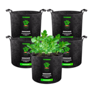 15 Gallon Grow Bags 5-Pack Black Thickened Nonwoven Fabric Pots with Handles