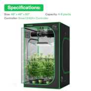 Smart Grow Tent Kit GIY-SGS-44 4x4, 4-Plant Complete System, with WiFi E42A+ Controller, 2x 200W AeroLight Wing SE LED Grow Light, and 6-inch AeroZesh G6 Ventilation Combo