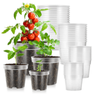 40 Packs 3/4/5/6 Inch Clear Nursery Pots with Drainage Holes