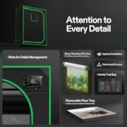 Smart Grow Tent Kit GIY-SGS-52 2x5, 3-Plant Complete System, with WiFi E42A Controller, 200W AeroLight Wing LED Grow Light, 6-inch AeroZesh T6 Ventilation Combo, and AeroWave E6 Gen2 Clip-on Fan