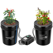 5 Gallon DWC Hydroponic System Kit (2 Bucket, Black)