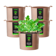 25 Gallon Grow Bags 5-Pack Brown Thickened Nonwoven Fabric Pots with Handles