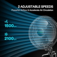 AeroWave A6 Patented Clip-on Fan with 2-Speed Adjustment, Horizontal Vertical Oscillation, Black