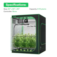 Standard Grow Tent Kit GIY-55FL 5x5, 6-Plant Complete System, with 645W VSFL6450 LED Grow Light, and 8-inch Ventilation Combo