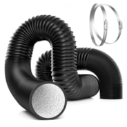 4 Inch 8 Feet Black Non-Insulated Flex Air Aluminum Ducting, w/Two 4 Inch Stainless Steel Clamps