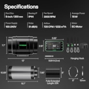 Smart Air Filtration PRO G8 Kit 8", AeroZesh G8 Inline Duct Fan w/GrowHub E42A+ Temperature Humidity WiFi-Controller, Carbon Filter & Ducting, Cooling & Ventilation for Grow Tent, Hydroponics